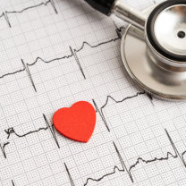 Red heart on electrocardiogram ECG