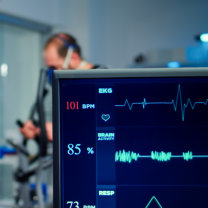 modern medical monitor displays vital signs