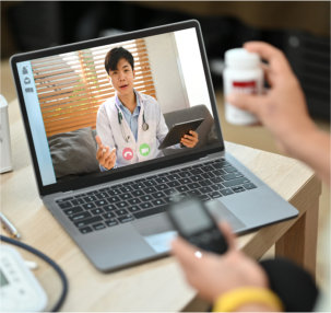 Online Doctor Consultation via Video Call on Laptop