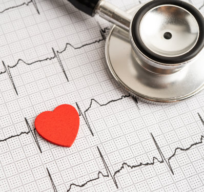 Red heart on electrocardiogram ECG