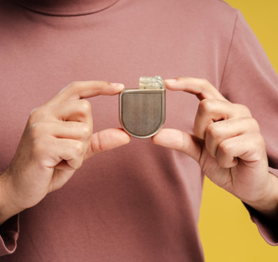 Close-up of medical pacemaker device