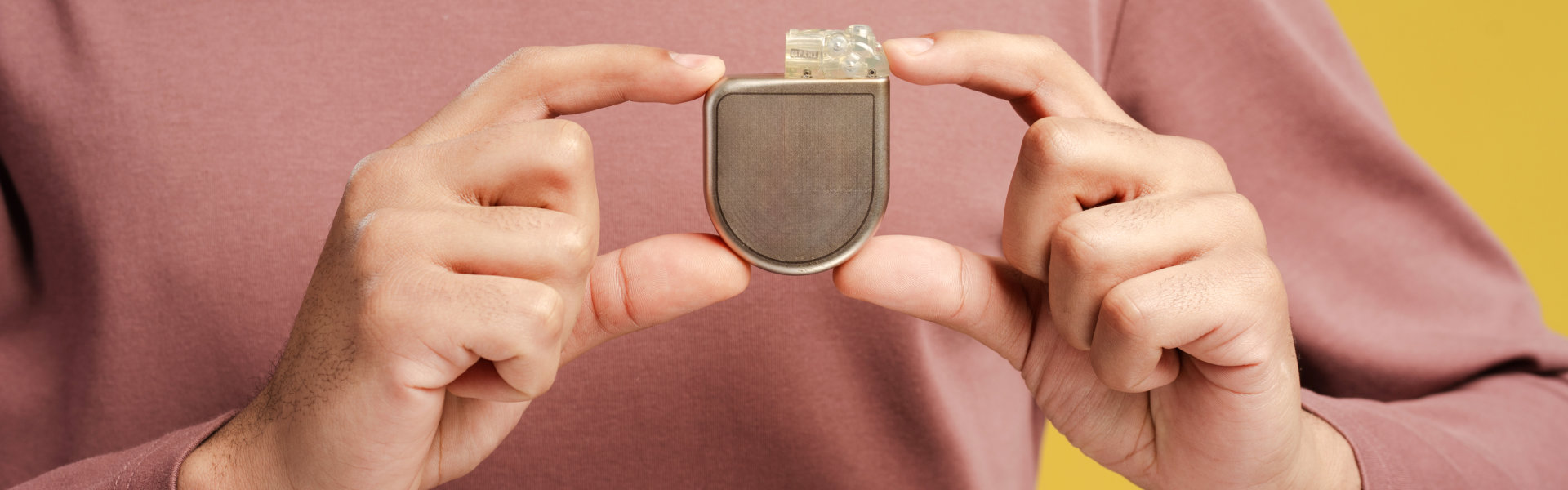 Close-up of medical pacemaker device