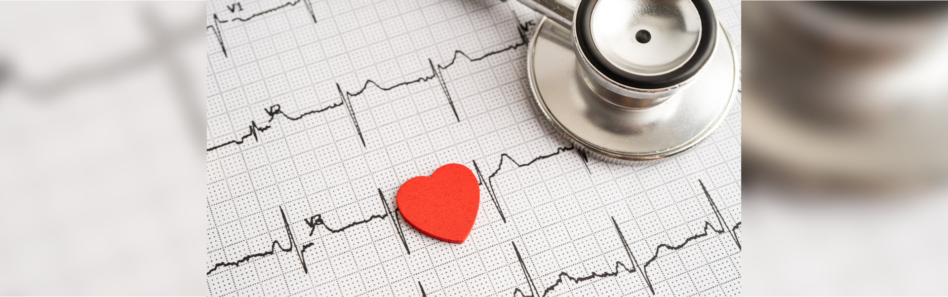 Red heart on electrocardiogram ECG