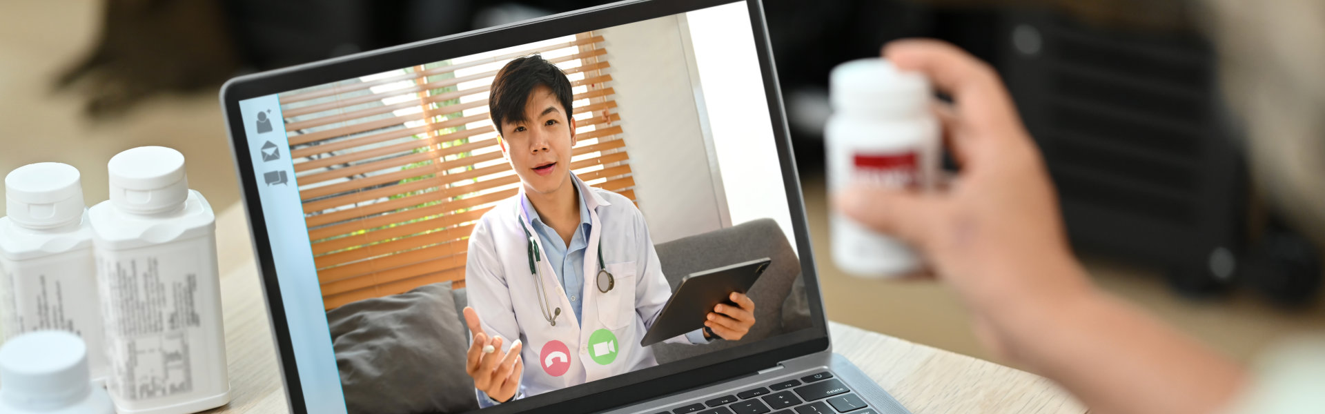 Online Doctor Consultation via Video Call on Laptop