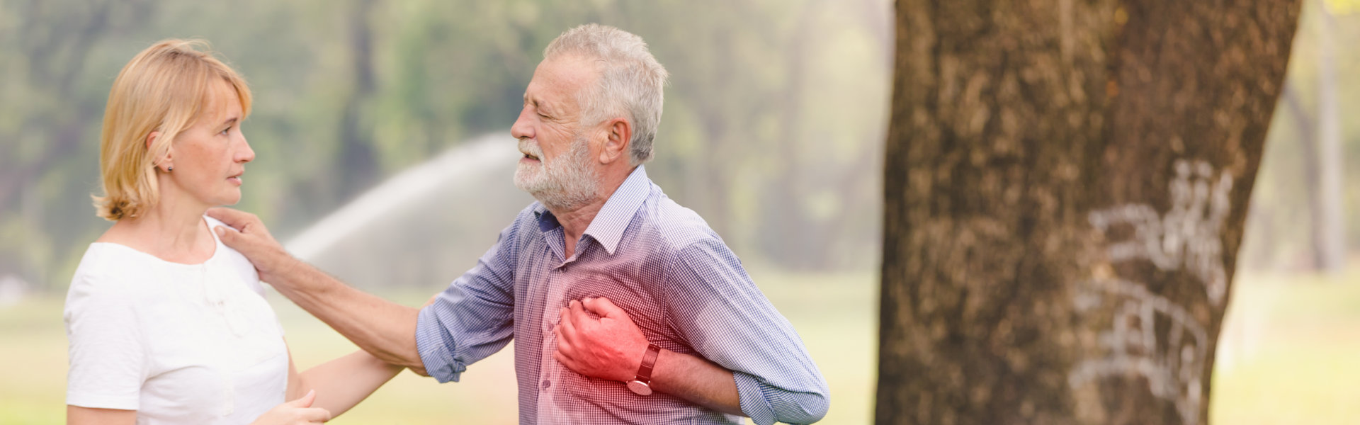 elder man experiencing chest pain
